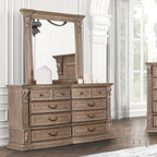 FM7418AK-4PC 4 pc Sevenoaks antique oak finish wood panel headboard queen bedroom set