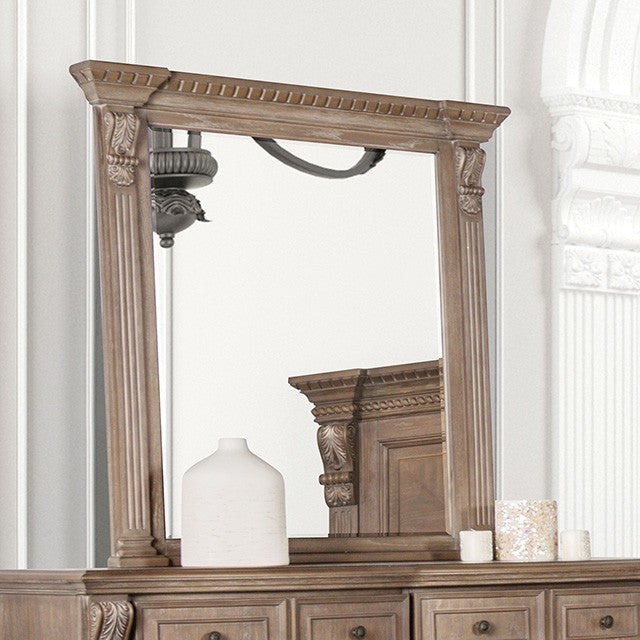 FM7418AK-4PC 4 pc Sevenoaks antique oak finish wood panel headboard queen bedroom set