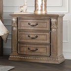 FM7418AK-4PC 4 pc Sevenoaks antique oak finish wood panel headboard queen bedroom set
