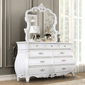 FM7419WH-D Valentini white finish wood ornate carved curved design 9 drawer dresser
