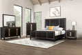 FM7421ES-4PC 4 pc Kenyada espresso brown finish wood gold accents modern queen bedroom set