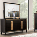 FM7421ES-D Kenyada espresso brown finish wood gold accents modern 6 drawer dresser
