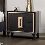 FM7421ES-4PC 4 pc Kenyada espresso brown finish wood gold accents modern queen bedroom set