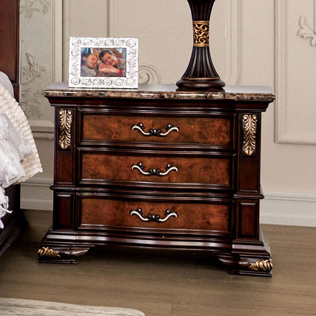 FM7422CH-4PC 4 pc Aquilina brown cherry finish wood tufted faux leather upholstered queen bedroom set Astoria grand