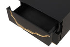 FM7425BK-WP-7PC 7 pc goldsberg black and gold vein style finish wood solid black headboard and wing panels queen bedroom set