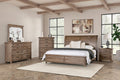 FM7431BR-4PC 4 pc Merthyr antique oak finish wood curved headboard panel queen bedroom set
