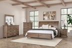 FM7431BR-4PC 4 pc Merthyr antique oak finish wood curved headboard panel queen bedroom set