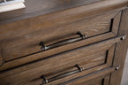 FM7431BR-4PC 4 pc Merthyr antique oak finish wood curved headboard panel queen bedroom set