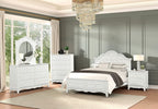 FM7456WH-4PC 4 pc Naucalpan white finish wood tufted headboard traditional queen bedroom set