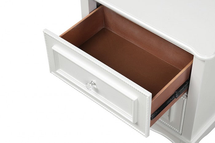 FM7456WH-4PC 4 pc Naucalpan white finish wood tufted headboard traditional queen bedroom set