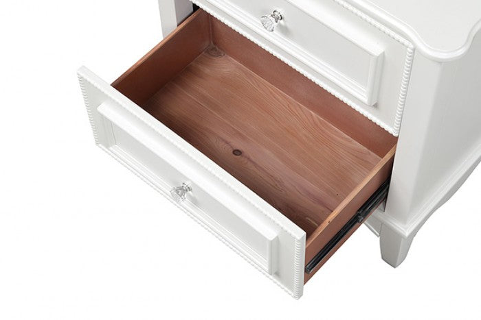 FM7456WH-4PC 4 pc Naucalpan white finish wood tufted headboard traditional queen bedroom set