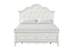 FM7456WH-4PC 4 pc Naucalpan white finish wood tufted headboard traditional queen bedroom set