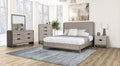 FM7597GY-4PC 4 pc Grimsby stone grey finish wood padded headboard and footboard queen bedroom set
