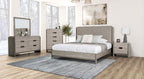 FM7597GY-4PC 4 pc Grimsby stone grey finish wood padded headboard and footboard queen bedroom set
