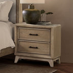 FM7600AK-4PC 4 pc Midhurst natural light oak finish wood fabric tufted headboard queen bedroom set