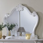 FM7637WH-4PC 4 pc Cremona white finish wood ornate carved tufted faux leather finial poster headboard queen bedroom set