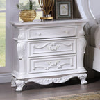 FM7636WH-4PC 4 pc Astoria grand Roselli white finish wood ornate carved headboard queen bedroom set