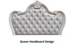 FM7635WH-4PC 4 pc Ventresca white finish wood ornate carved tufted faux leather headboard queen bedroom set