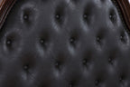 FM7637CH Cremona Dark Cherry Wood Ornate Carved Tufted Faux Leather Finial Poster Queen Bed