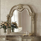 Fromberg Gold Champagne Faux Leather Tufted Queen Sleigh Bedroom Set – FM7670GD-4PC