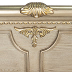 Fromberg Gold Champagne Faux Leather Tufted Queen Sleigh Bedroom Set – FM7670GD-4PC