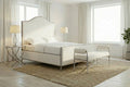 FM77001GY Vilna gunmetal finish metal frame fabric upholstered rounded top queen bed