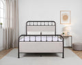 FM77002ES Passini dark copper finish metal frame fabric upholstered queen bed