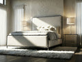 FM77004SV Mysen silver finish metal frame fabric upholstered queen bed
