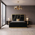 Bertoni Gold/Black Geometric Tufted Fabric Upholstered Queen Bed – FM77007GDBK