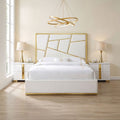 Bertoni Gold/White Geometric Tufted Fabric Upholstered Queen Bed – FM77007GDWH