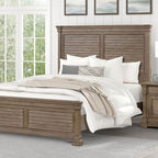 FM7701BR-4PC 4 pc Sheringham weathered grey finish wood shutter style headboard queen bedroom set