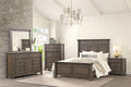 FM7702DB-4PC 4 pc Huddersfield dark walnut finish wood paneled look queen bedroom set