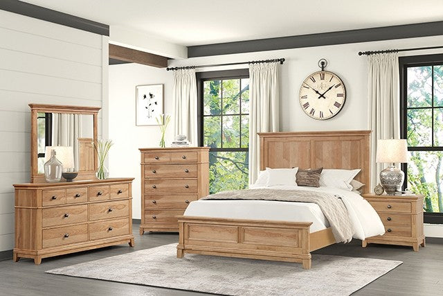 FM7706NT-4PC 4 pc Mchenry natural oak finish wood farmhouse style queen bedroom set