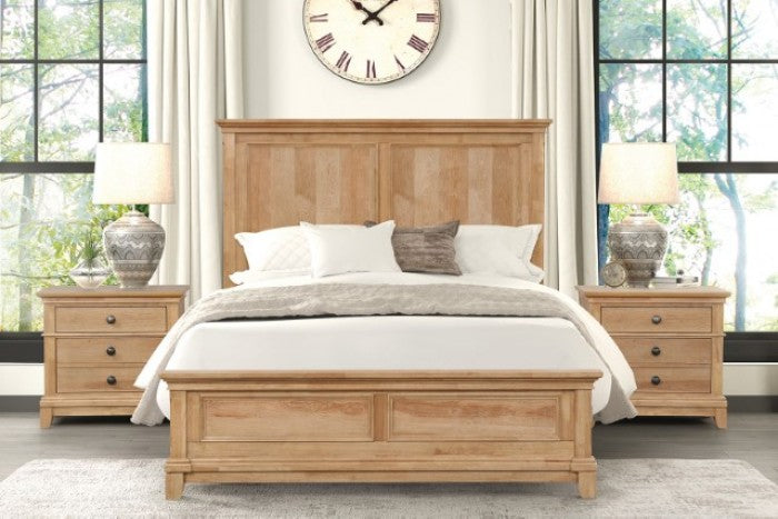 FM7706NT-4PC 4 pc Mchenry natural oak finish wood farmhouse style queen bedroom set