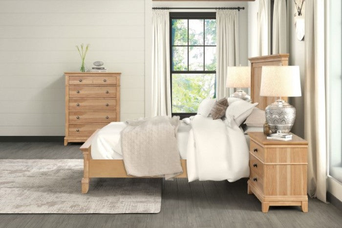FM7706NT-4PC 4 pc Mchenry natural oak finish wood farmhouse style queen bedroom set