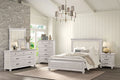 FM7707GY-4PC 4 pc Swanley weathered grey finish wood queen fabric paneled headboard bedroom set