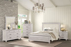 FM7707GY-4PC 4 pc Swanley weathered grey finish wood queen fabric paneled headboard bedroom set