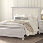 FM7707GY-4PC 4 pc Swanley weathered grey finish wood queen fabric paneled headboard bedroom set