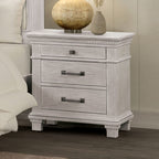FM7707GY-4PC 4 pc Swanley weathered grey finish wood queen fabric paneled headboard bedroom set