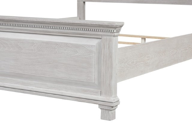 FM7707GY-4PC 4 pc Swanley weathered grey finish wood queen fabric paneled headboard bedroom set
