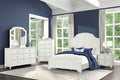 FM7708WH-4PC 4 pc Whitehaven antique white finish wood coastal style louvered queen bedroom set