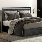 FM79001ES-4PC 4 pc Sterling west ash grey finish wood stainless steel panels queen bedroom set USB plugs