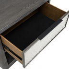 FM79001ES-4PC 4 pc Sterling west ash grey finish wood stainless steel panels queen bedroom set USB plugs