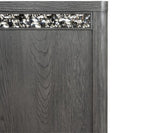 FM79001ES-4PC 4 pc Sterling west ash grey finish wood stainless steel panels queen bedroom set USB plugs