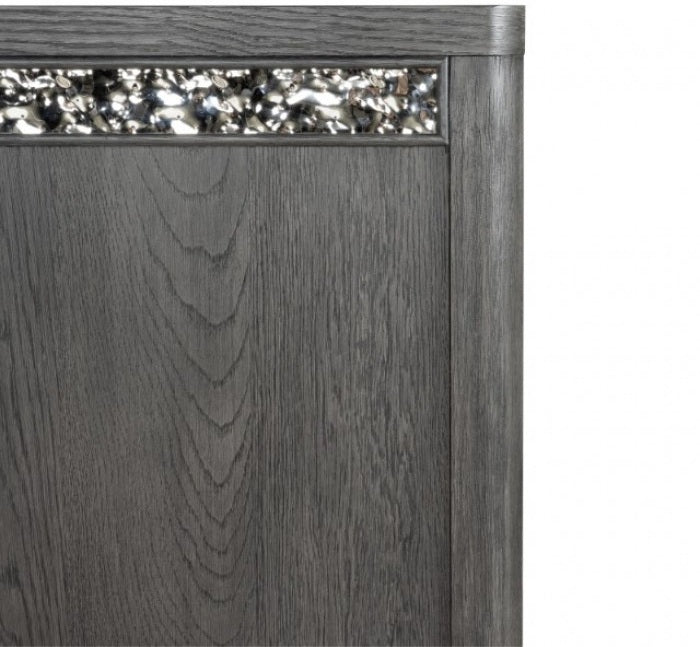 FM79001ES-4PC 4 pc Sterling west ash grey finish wood stainless steel panels queen bedroom set USB plugs