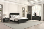 FM79008ES-4PC 4 pc Bashford espresso finish wood dented stainless steel accents queen bedroom set USB plugs