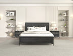 FM79008ES-4PC 4 pc Bashford espresso finish wood dented stainless steel accents queen bedroom set USB plugs