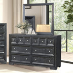 FM79011BK-4PC 4 pc Hatton cross weathered black finish wood paneled queen bedroom set USB plugs