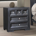 FM79011BK-N  Hatton cross weathered black finish wood paneled nightstand with USB