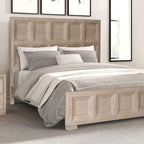 FM79011NT-4PC 4 pc Hatton cross weathered natural tawny finish wood paneled queen bedroom set USB plugs